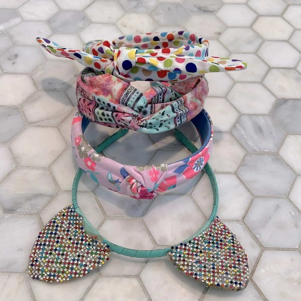 HEADBAND BUNDLE Of Polka Dot, Floral, Paisley & Cat Ear Girls Headbands